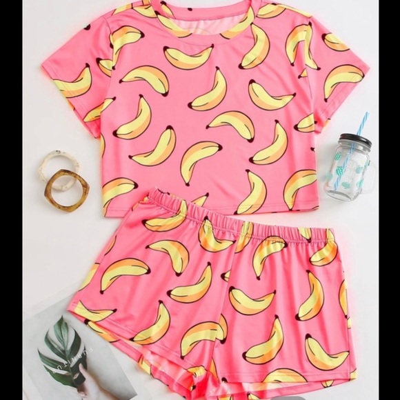 SHEIN Banana Print PJ Set NWOT in Original Bag Size 3X - Picture 8 of 12